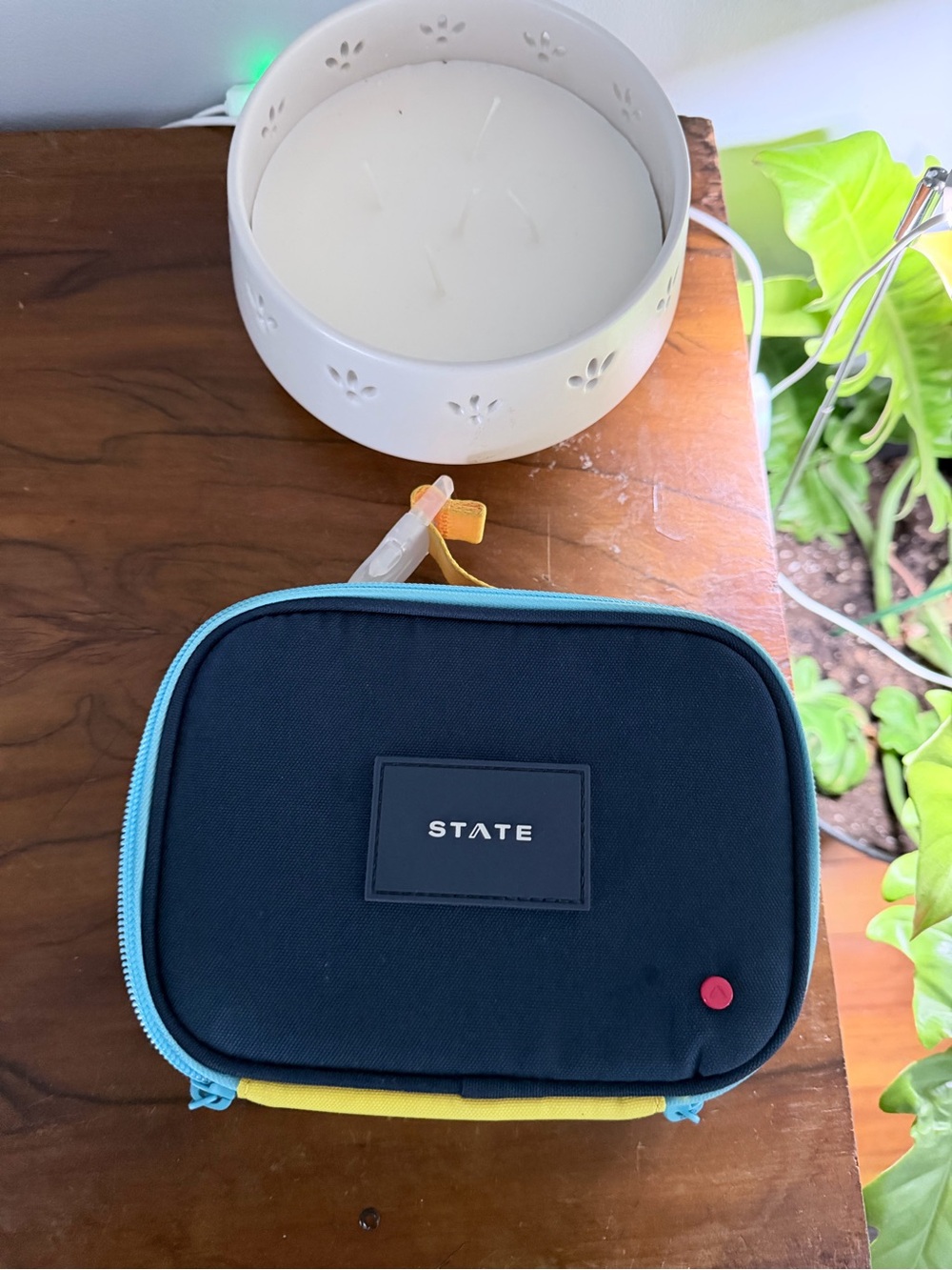 STATE Navy snack Pouch with Light Blue Trim